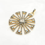 Load image into Gallery viewer, DP281. Diamond & Sterling Silver Fancy Shape Pendant with Polki Diamond and Gemstone