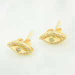 Load image into Gallery viewer, EFC51719. 14k Solid Yellow Gold Diamond Eye earrings