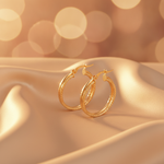 Load image into Gallery viewer, 15850006724. 14K Solid Gold Smooth and Ribbed Hollow Double Hoop Earrings