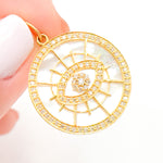 Load image into Gallery viewer, Shop Now Gold Round Evil Eye Pendant