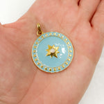 Load image into Gallery viewer, Silver Round Enamel Pendant with Gemstone