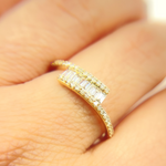 Load image into Gallery viewer, 14K Solid Gold Diamond Double Line Ring.