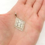 Load image into Gallery viewer, DP203. Diamond Sterling Silver Rhombus Shape Pendant with Polki Diamond