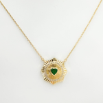 Load image into Gallery viewer, CN96235EM4. 14k Solid Gold Emerald Heart and Diamond Necklace