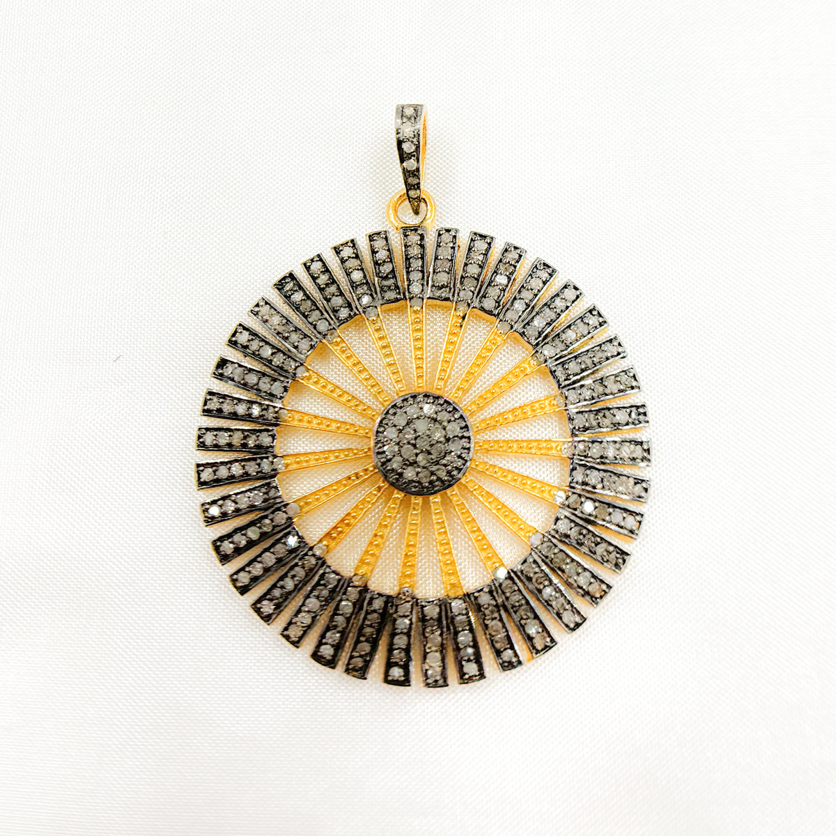 DP099. Diamond Sterling Silver Fancy Sun Pendant