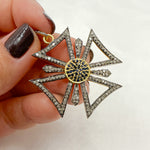 Load image into Gallery viewer, DP027. Diamond Sterling Silver Cross Pendant with Gemstone