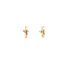 Load image into Gallery viewer, EHB57135TQ. 14k Solid Gold Diamond and Turquoise Eye Huggies