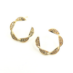 Load image into Gallery viewer, EFB52071. 14K Solid Gold and Diamonds Semi Circle Earrings