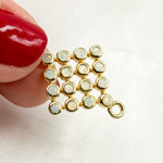 Load image into Gallery viewer, Buy sterling silver square connector with White gemstones