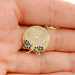 Load image into Gallery viewer, 14K Solid Gold Diamond Circle Shape Charm with Gemstone DragonFly. KG195