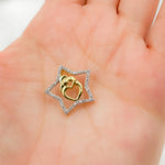 Load image into Gallery viewer, 14K Solid Gold Diamonds Star Charm with Heart Abstract Figure. EJP1493