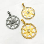 Load image into Gallery viewer, DP581. Diamond Sterling Silver Gold Plated Round Star Pendant
