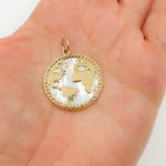 Load image into Gallery viewer, GDP457. 14K Solid Gold Mother of Pearl and Diamonds World Round Pendant