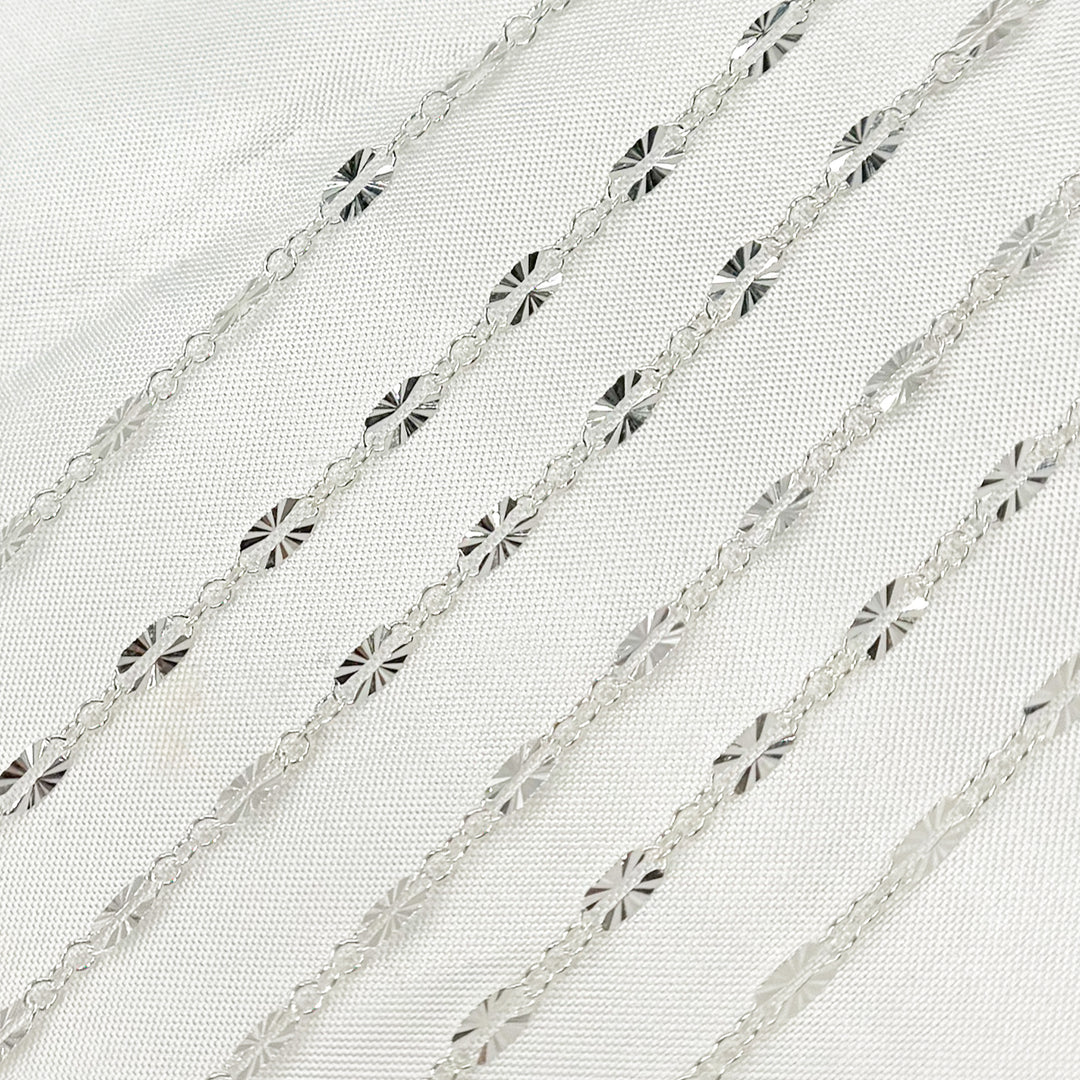 163SBSFSS. Sterling Silver Diamond Cut Marina Link Chain