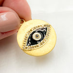 Load image into Gallery viewer, Silver Round Eye Enamel Pendant with Gemstone