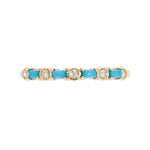 Load image into Gallery viewer, 14K Solid Yellow Gold Diamond and Turquoise Band Ring