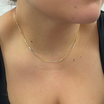 Load image into Gallery viewer, 14k Solid Gold Tri-Color Bar Chain