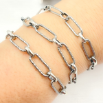 Load image into Gallery viewer, Oxidized Sterling Silver Diamond Cut Paperclip Chain