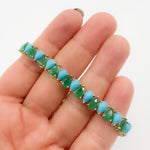 Load image into Gallery viewer, CB97133TQ6X4. 14k Solid Gold Turquoise Tennis Bracelet