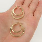 Load image into Gallery viewer, Solid Gold Fancy Hollow Double Hoop Earrings