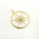 Load image into Gallery viewer, GDP430. 14K Solid Gold Diamond Circle & Star Charm