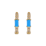 Load image into Gallery viewer, EHC56727TQ. 14k Solid Gold Turquoise and Diamond Huggies