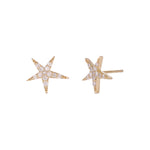 Load image into Gallery viewer, EFD54158. 14k Solid Gold Diamond Stars Stud Earrings