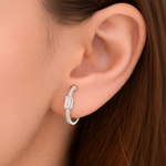 Load image into Gallery viewer, EHG57036. 14k Solid Gold Diamond Baguette Oval Hoops