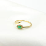 Load image into Gallery viewer, CR96479EM5X2.5. 14K Solid Yellow Gold Diamond and Emerald Ring