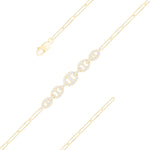 Load image into Gallery viewer, BR402445. 14k Solid Gold Diamond Paperclip Bracelet