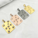 Load image into Gallery viewer, DP402. Diamond & Sterling Silver Rectangle Pendant with Hearts and Stars