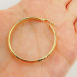 Load image into Gallery viewer, GER160. 14K Solid Gold Hollow Diamond Cut Hollow Hoop Earrings