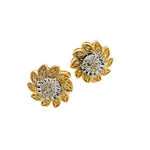 Load image into Gallery viewer, EFB51035. 14K Solid Gold and Diamonds Flower Earrings