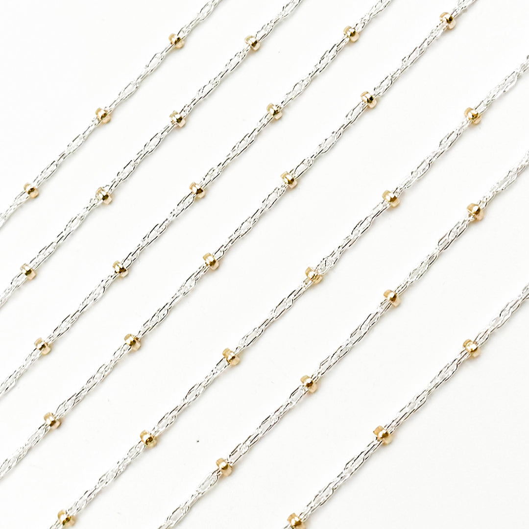 Silver Rope Chain with 14k Gold Filled Beads