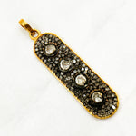 Load image into Gallery viewer, DP096. Diamond & Sterling Silver Oval Pendant with Polki Diamond