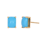 Load image into Gallery viewer, Buy 14K Solid Yellow Gold Turquoise Rectangle Stud Earring