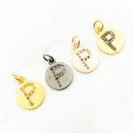 Load image into Gallery viewer, DC077. Diamond Sterling Silver Letter "P" Round Charm