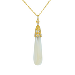 Load image into Gallery viewer, PFG32906PL. 14K Solid Gold Diamond and Mother of Pearl Dangle Drop Necklace