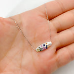Load image into Gallery viewer, NT405723. 14K Solid Gold Diamond and Multi Sapphire Bar Necklace