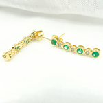 Load image into Gallery viewer, EFD52175EM. 14K Solid Gold Diamond & Emerald Dangle Earrings
