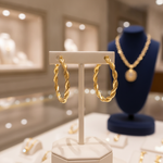 Load image into Gallery viewer, 15850003133. 14K Solid Gold Twist Double Round Hollow Hoop Earrings