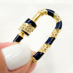 Load image into Gallery viewer, Diamond Sterling Silver Oval Carabiner Clasp with Enamels