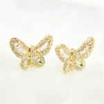 Load image into Gallery viewer, EFL52049. 14k Solid Gold Diamond Butterfly Earrings