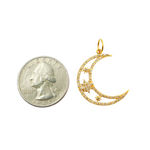 Load image into Gallery viewer, 14K Solid Gold with Diamonds Moon Shape Charm. GDP322