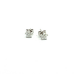 Load image into Gallery viewer, ER412616W. 14k Solid White Gold Diamond Flower Studs