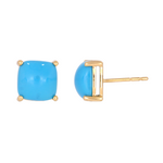 Load image into Gallery viewer, 14K Solid Yellow Gold Turquoise Square Stud Earrings