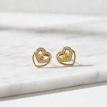 Load image into Gallery viewer, EFB51036. 14K Solid Gold Heart Earrings