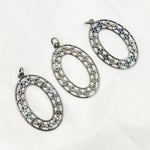 Load image into Gallery viewer, Silver Oval Pendant with Flowers and Gemstone