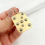 Load image into Gallery viewer, DP402. Diamond & Sterling Silver Rectangle Pendant with Hearts and Stars