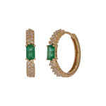 Load image into Gallery viewer, EHF57596. 14K Solid Gold Diamond and Gemstone Fancy Hoop Earrings